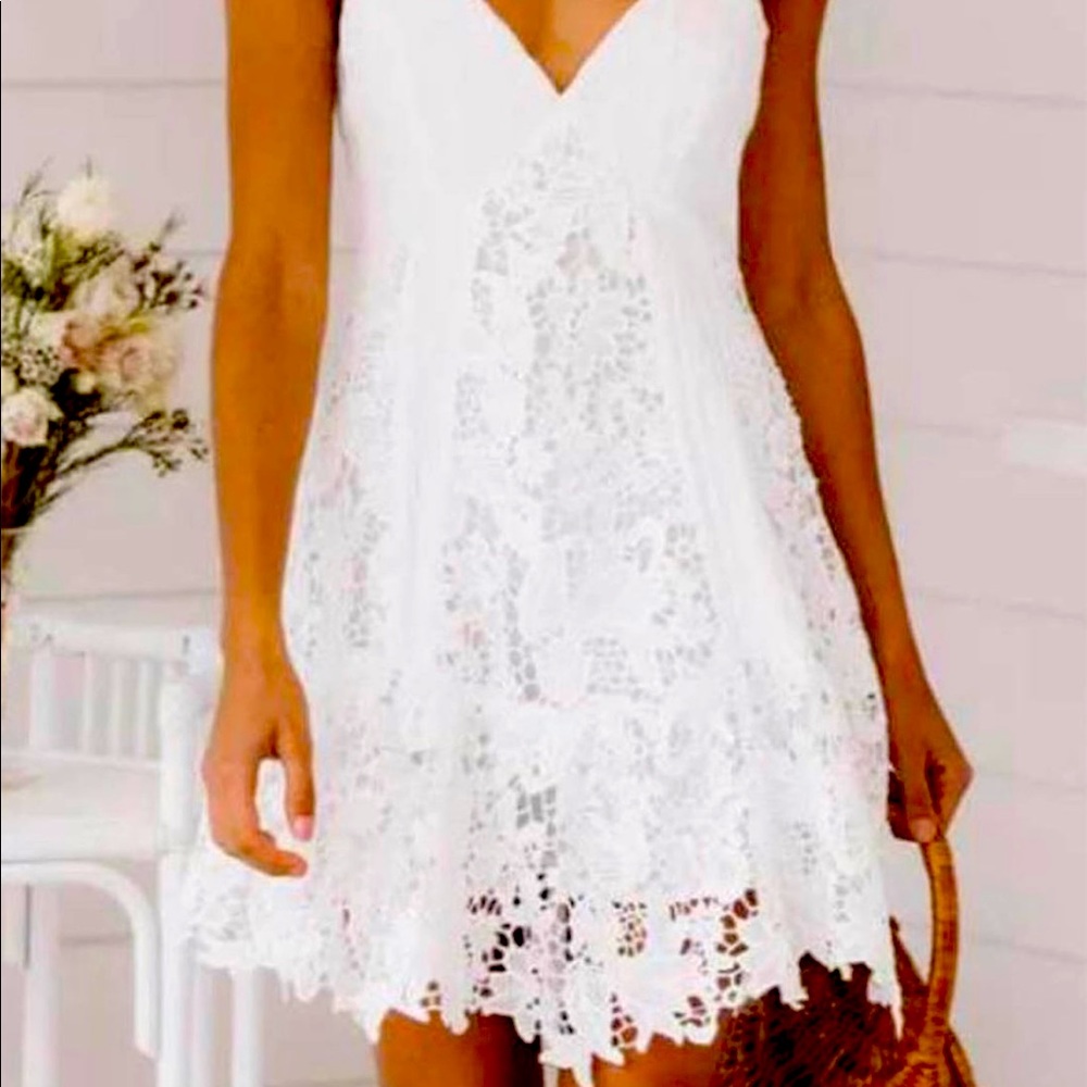 Lace A-Line V Neck Dress